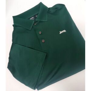 AKWA Polo Shirt Jeep Embroidered White Chest Logo SM Men's Hunter Green Collared
